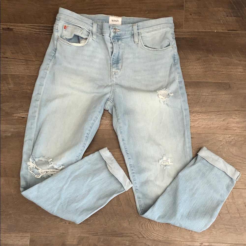 Hudson Light Blue Distressed Women Jeans